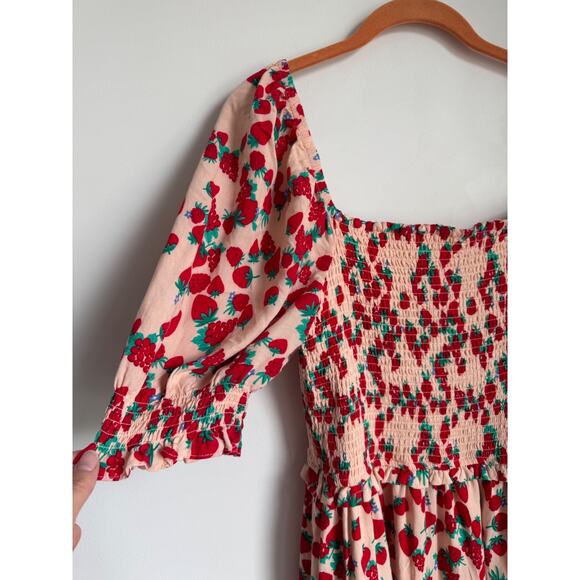 Betsy Johnson Dress Strawberry Fields Tiered Summer Maxi Puff Sleeve - Picture 4 of 10